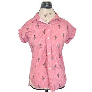 Bonobos Womens Riviera Button Up Shirt Blouse Rachel Levit Ruiz XS Pink Western